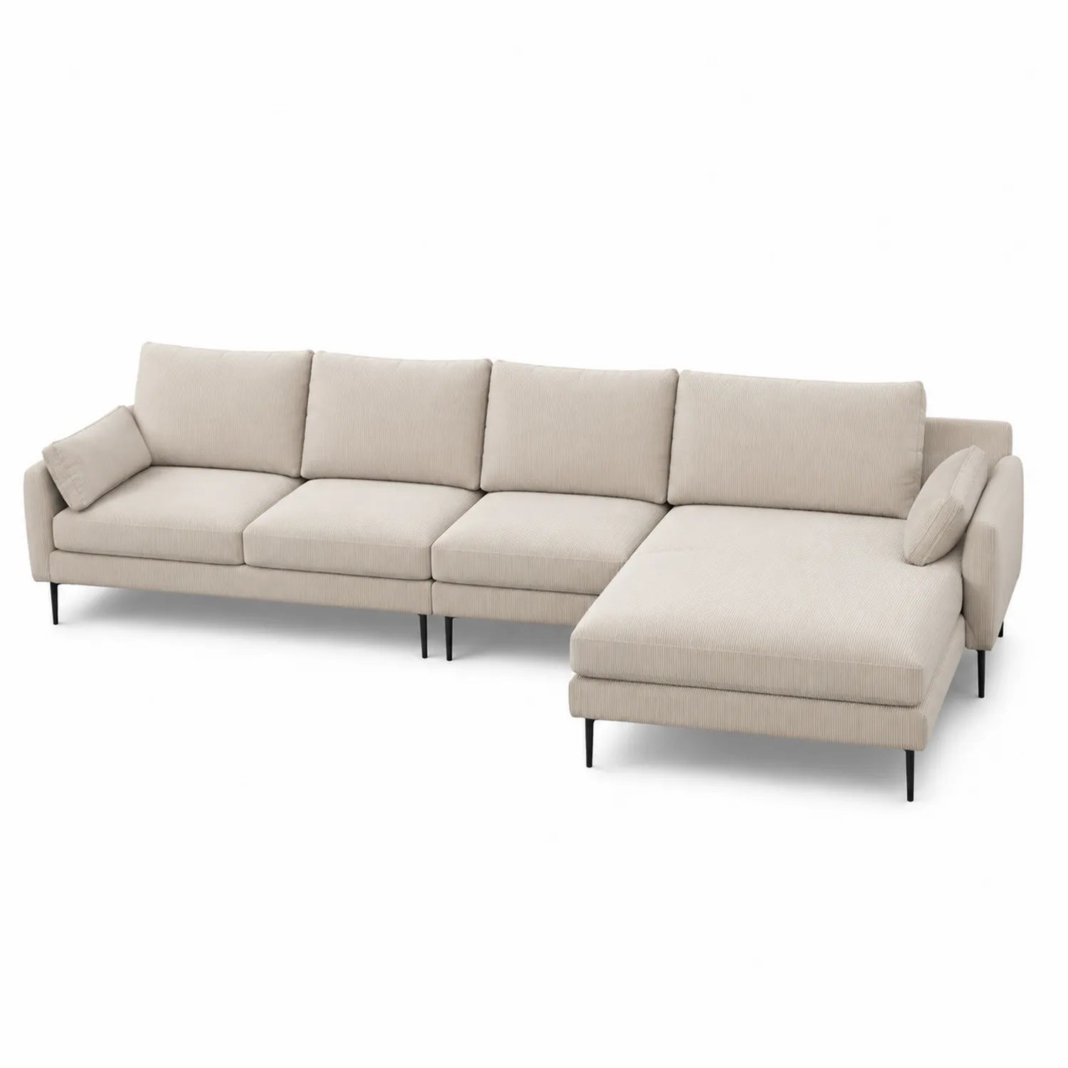 Narożnik z tkaniny w kształcie L Beżowy 280x210 cm