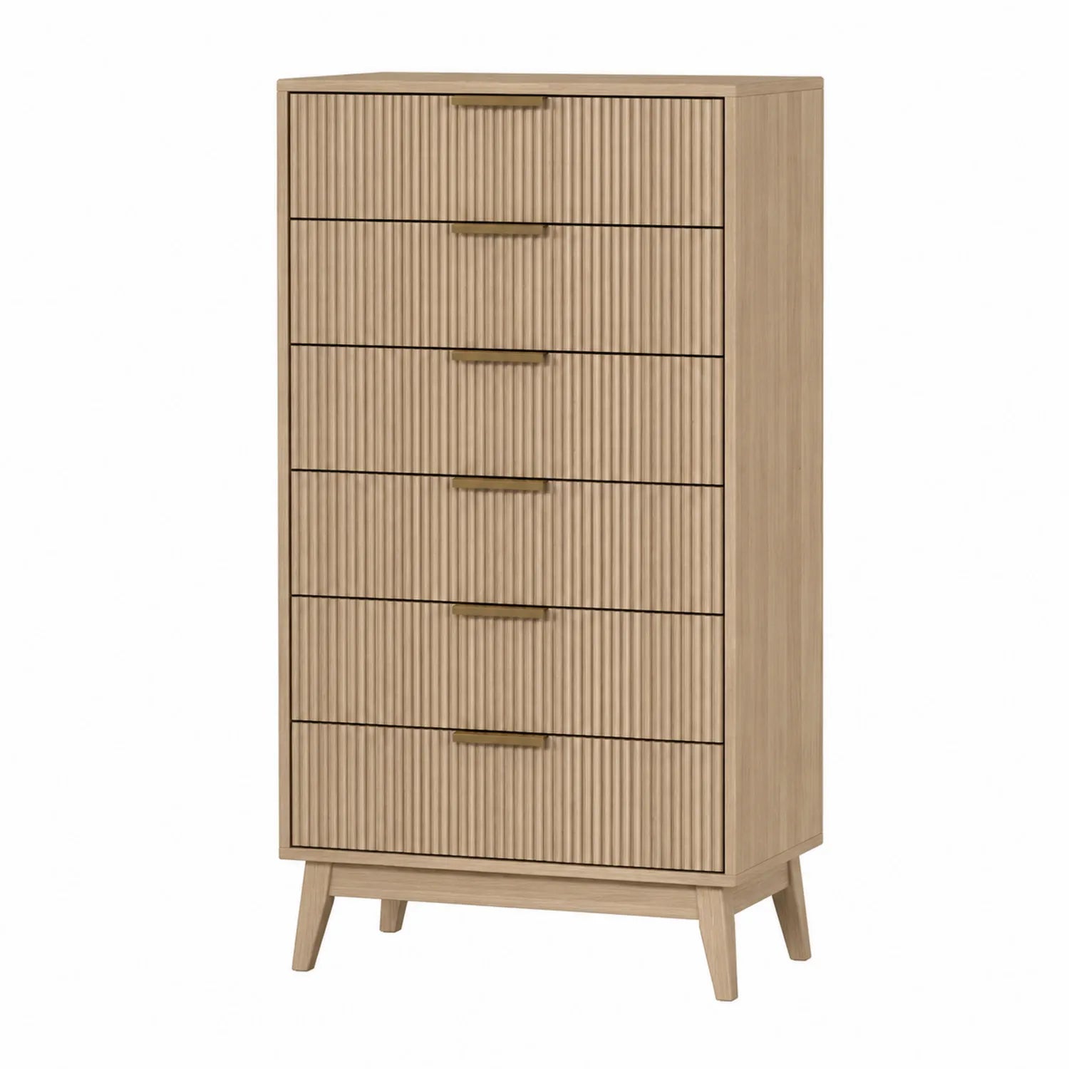 Komoda z 6 szufladami z drewna dębowego, beżowa 80x120x45 cm