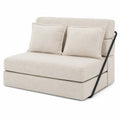 Sofa rozkładana tkanina beżowa 150x90x80 cm