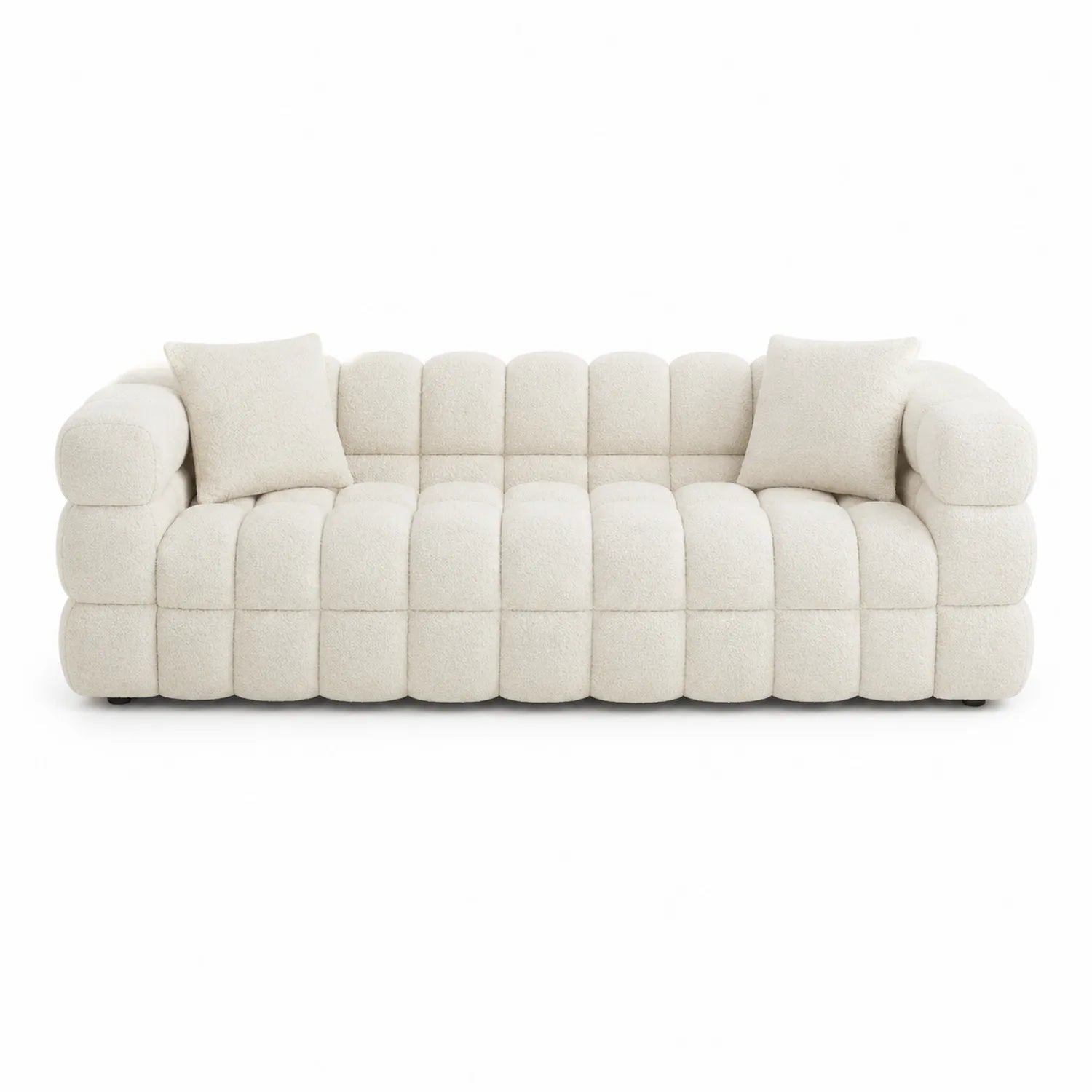 Sofa trzyosobowa z tkaniny poliestrowej Beżowy 220x95x70 cm