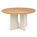Stół jadalniany okrągły dąb MDF biały 120cm