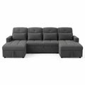 Narożna sofa z funkcją spania szara tkanina poliester