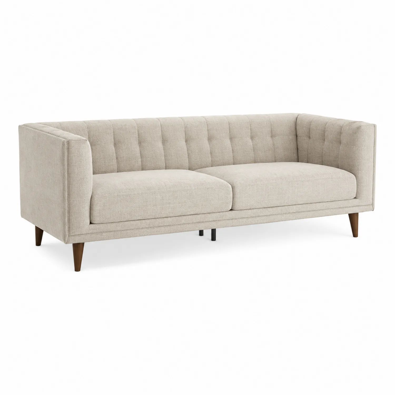Sofa z tkaniny poliestrowej beżowa, 220x90x85 cm