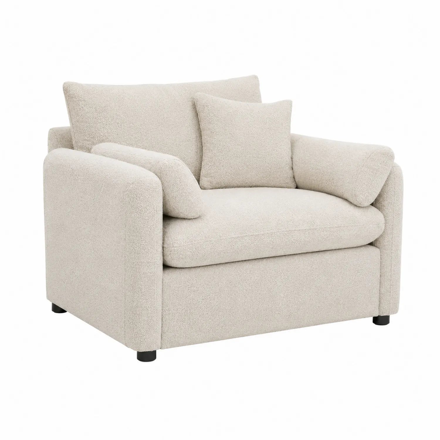 Sofa z tkaniny poliestrowej, beżowa, 110x100x85 cm