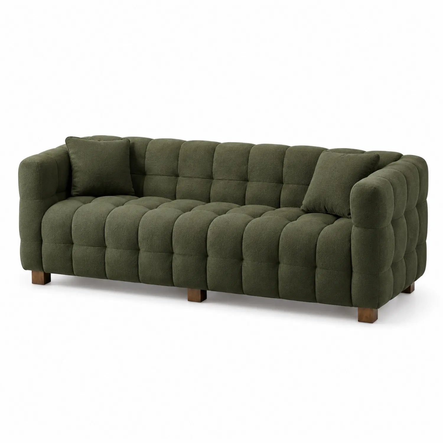 Sofa 3-osobowa z tkaniny bawełnianej zielona 200x85x70cm