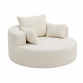 Okrągła sofa z tkaniny kremowa 200x90 cm