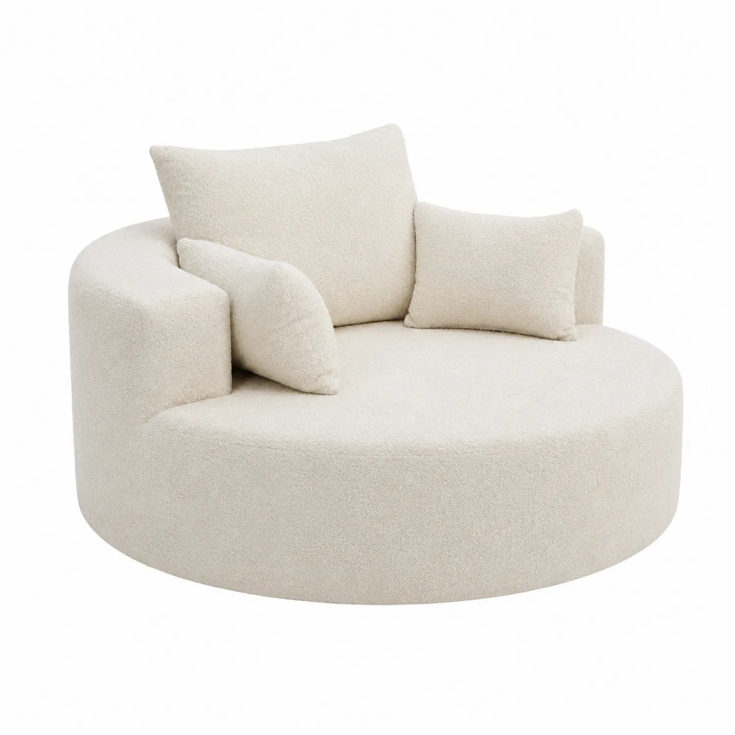 Okrągła sofa z tkaniny kremowa 200x90 cm