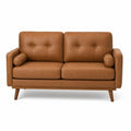 Sofa dwuosobowa z ekoskóry brązowa