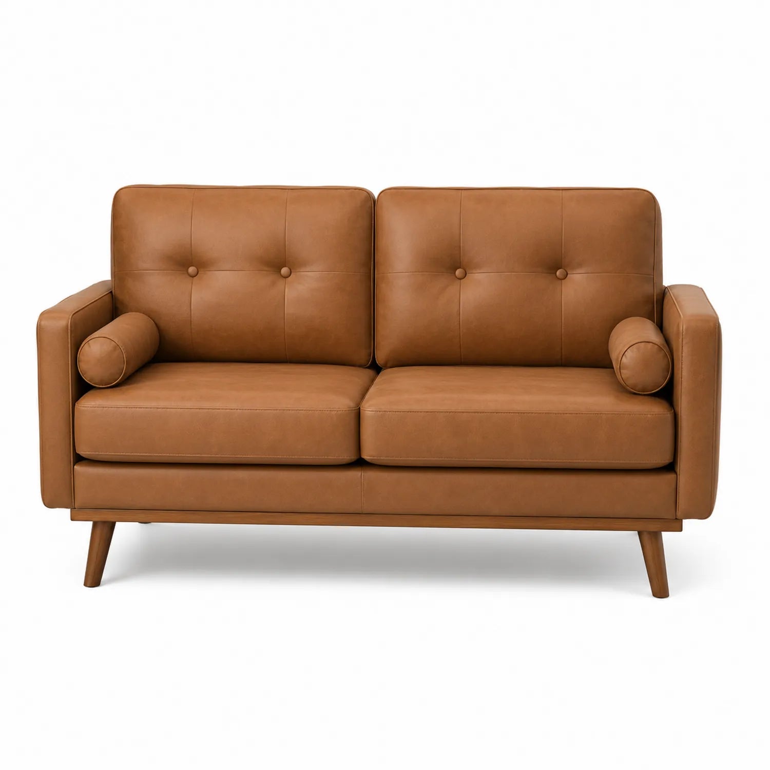 Sofa dwuosobowa z ekoskóry brązowa